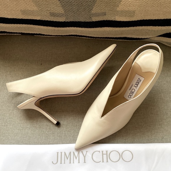Jimmy Choo Saise 85 heels pump latte nappa leather 35.5/5.5 NWT - Picture 3 of 16